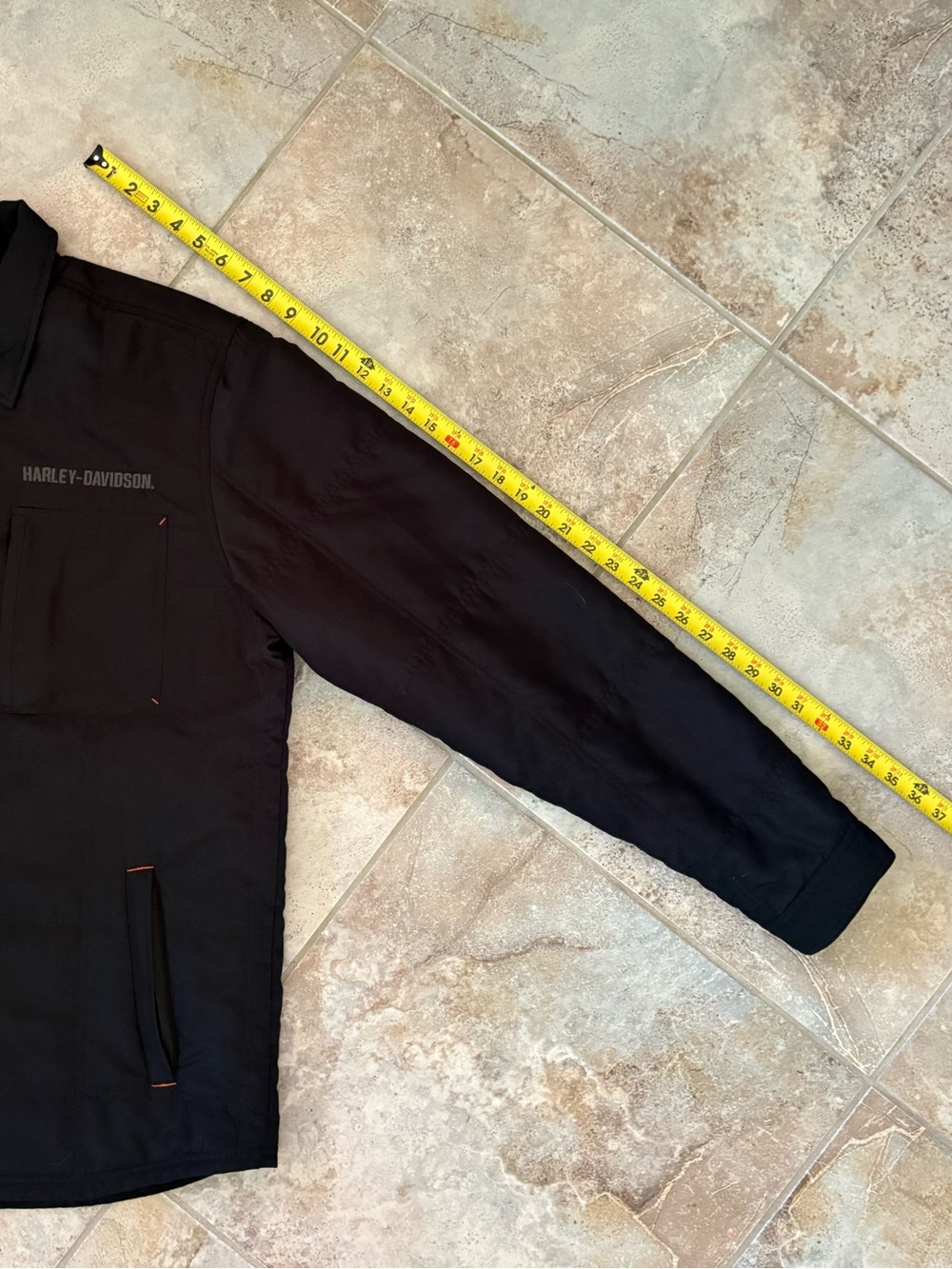 Harley Davidson Men’s XL Tall Quilted Shirt Jacket Black Logo Zip Lightweight - Picture 9 of 12